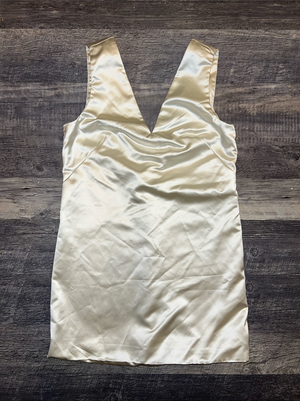 Abercrombie & Fitch Satin Plunge Bow Back Mini Dress Ivory Medium Petite
